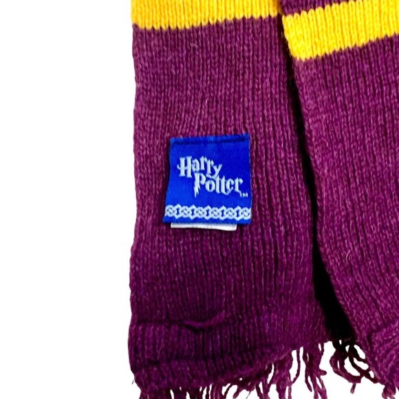 Harry Potter Gryffindor Scarf Costume Halloween Purple Yellow Stripe Lambs Wool - Picture 5 of 9